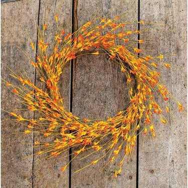 Wispy Orange Buds Flower Wreath, 22